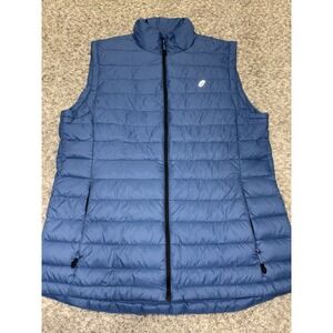 Asics Blue Down Puffer Vest Insulated Lightweight Run Full Zip Women XL Gorpcore